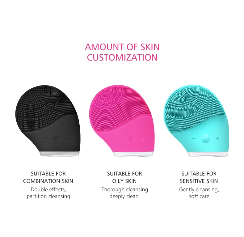 Hot Products Mini Sonic Vibrating Facial Cleansing Brush Silicone Face Brush with 8 strengnth 1385