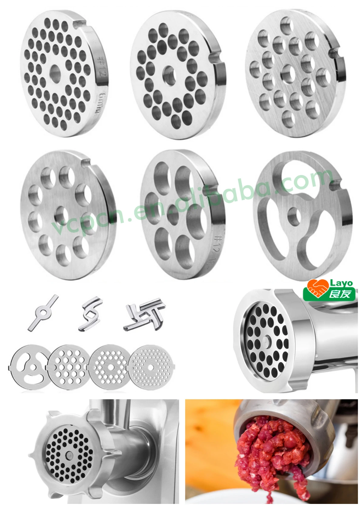 Pork Meat Mincer Grinder Crusher Screw Auger Meat Grinder Mincer Spare Parts Accessory Screw Ring Stainless Steel Aluminium