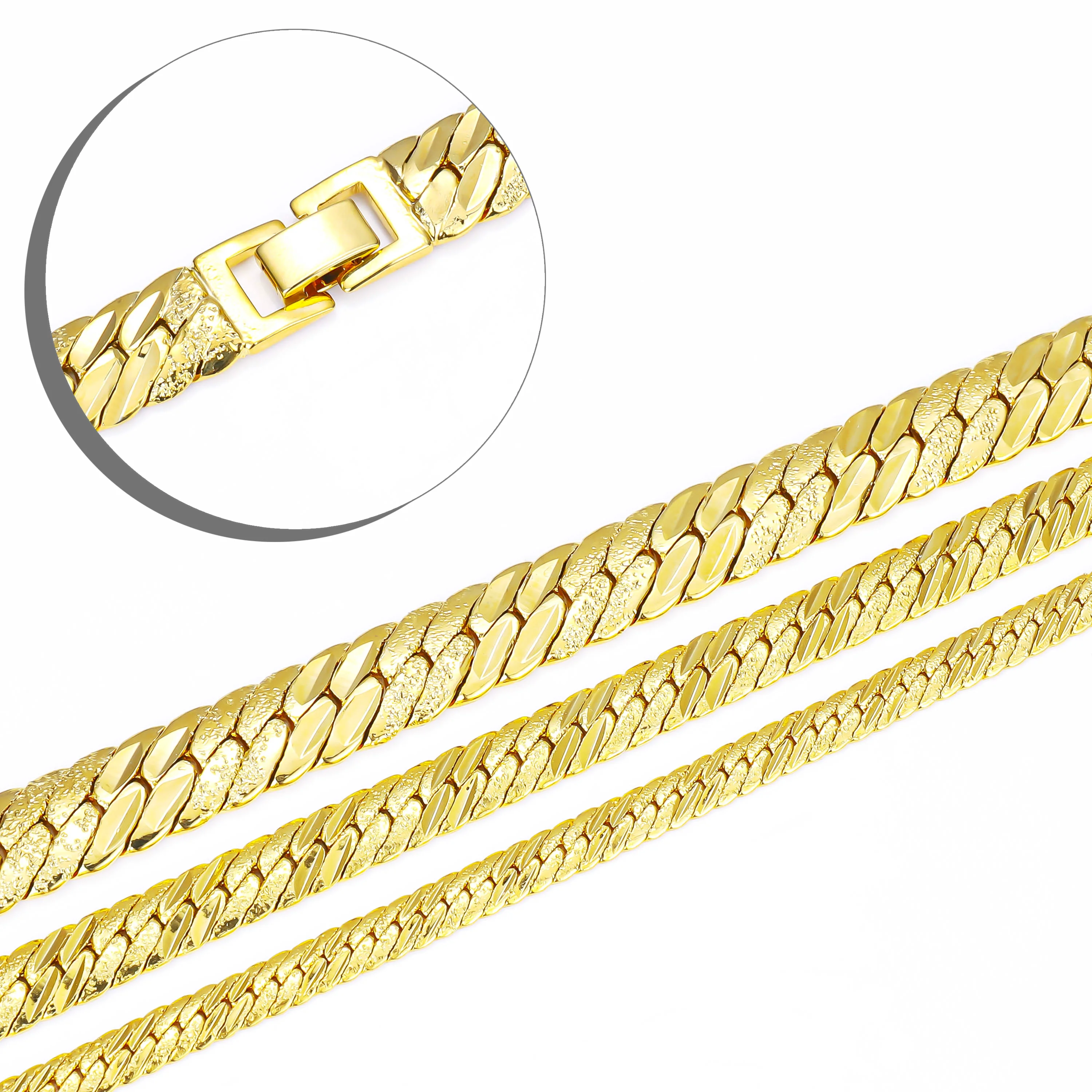 CM Jewelry Wholesale Unisex Brass Hip Hop Thick Chain 24k Gold Plated Saudi Arabia Dubai Bracelet
