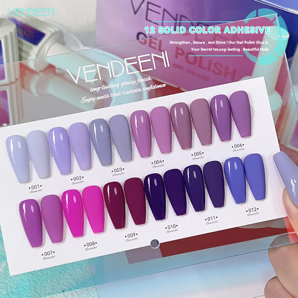Factory hema free uv gel art product nail polish set supplies salon low moq custom box logo nail supplier 12 solid colors series