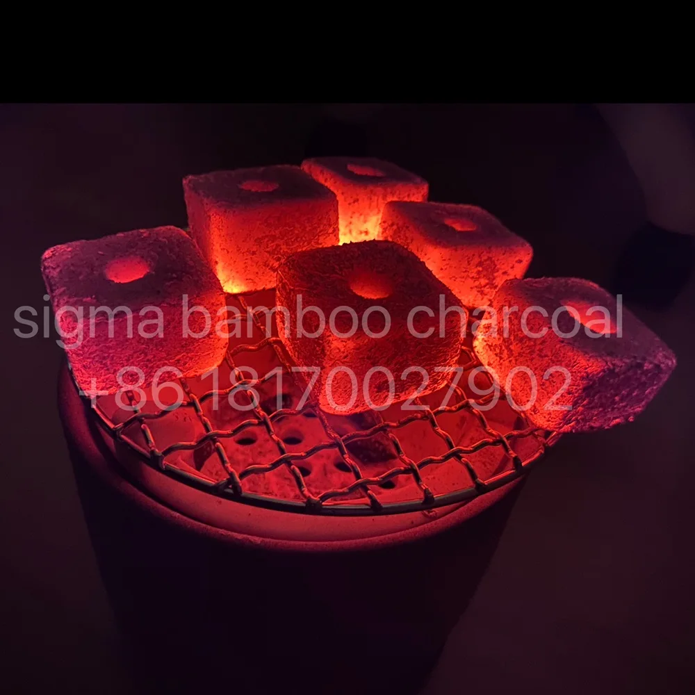 Cube Shape long Heating white ash machine made bamboo charcoal hookah shish