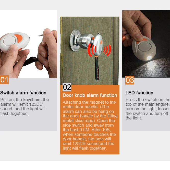 Meinoe New Design Door Handle Sensor Alarm Travel Security Personal Alarm