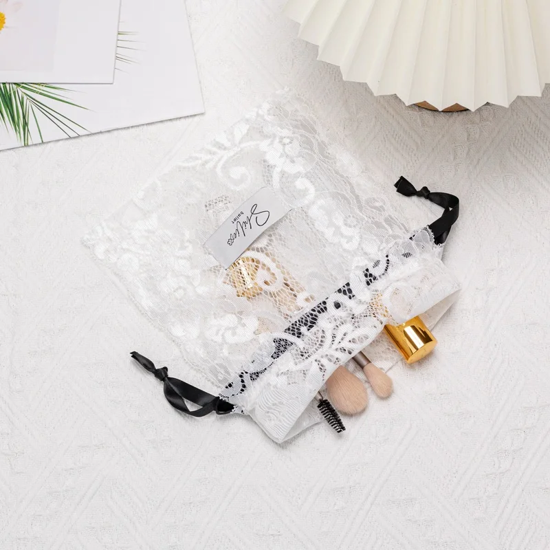 Eco-Friendly  Mesh Lace Fabric Bag For Gift  Packaging Pouch Drawstring Dust For Cosmetic  Bag For Skin-care Products