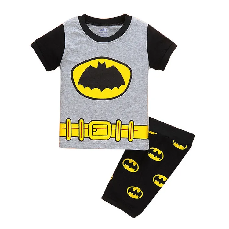 Toddler boys sleepwear cartoon car printing dis ney bat spiderman Kids shirts shorts 2pcs Boys Pajamas clothing Set