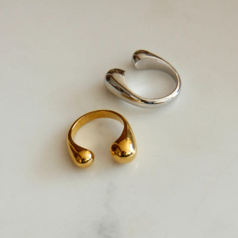 Модные Изящные 18K позолоченные капли воды полировочные кольца регулируемое Открытое кольцо на палец для женщин ювелирные изделия