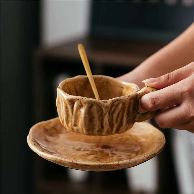 European retro style home restaurant hotel drinkware tea cup sets ceramic tea coffee cups with saucer