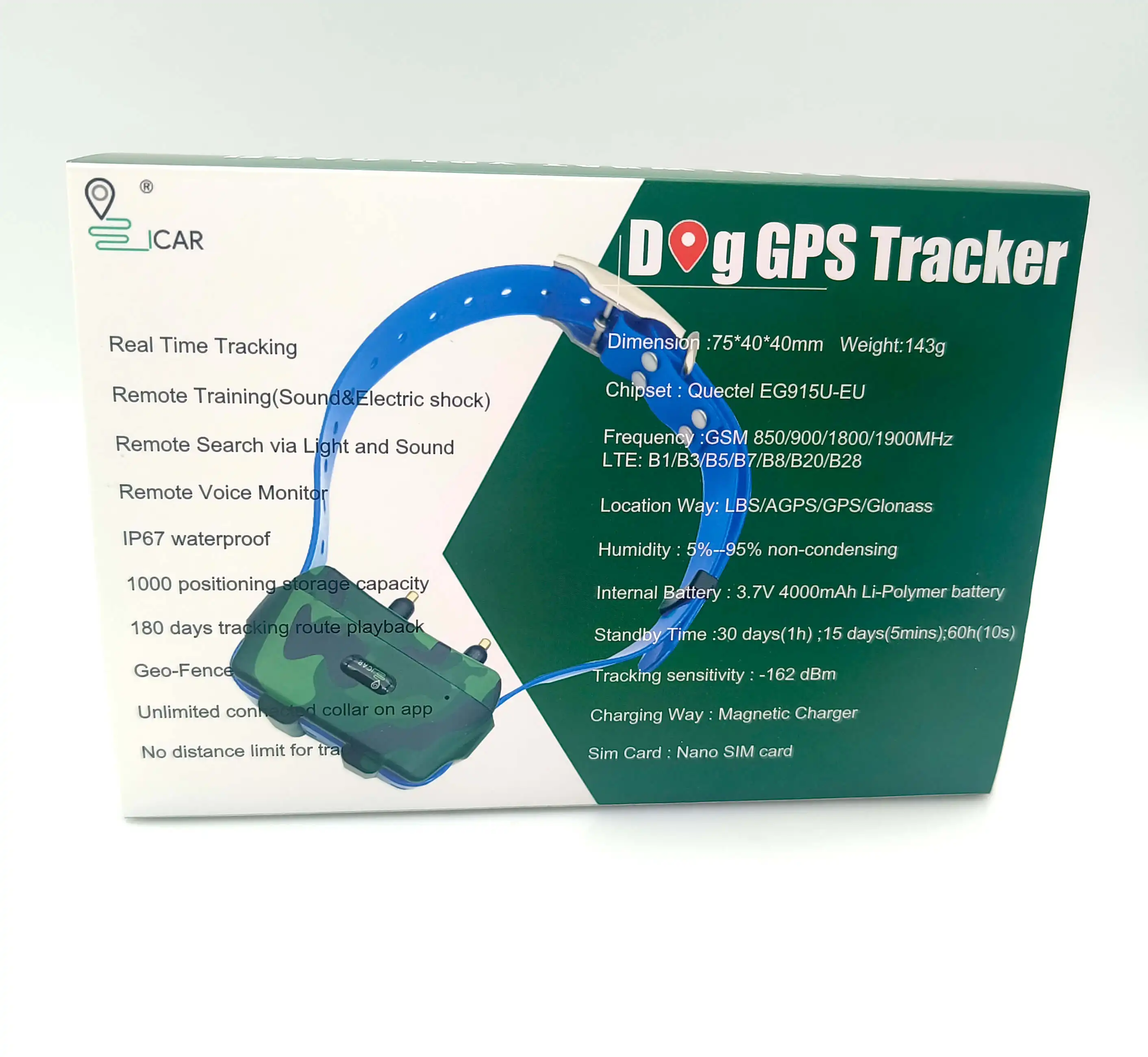 IK122T 4G  GSM  GPS IP68 Waterproof Telecom Chipset of Quectel EG915U-EU Hunting Dog GPS Tracker No distance limit for tracking