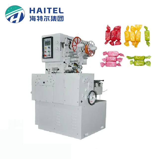 Fully automatic toffee candy cut and double twist folding wrapping wrap packing machine