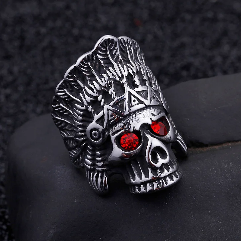 KALEN 316L Stainless Steel Hip Hop Punk Rings Skull Ring For Men