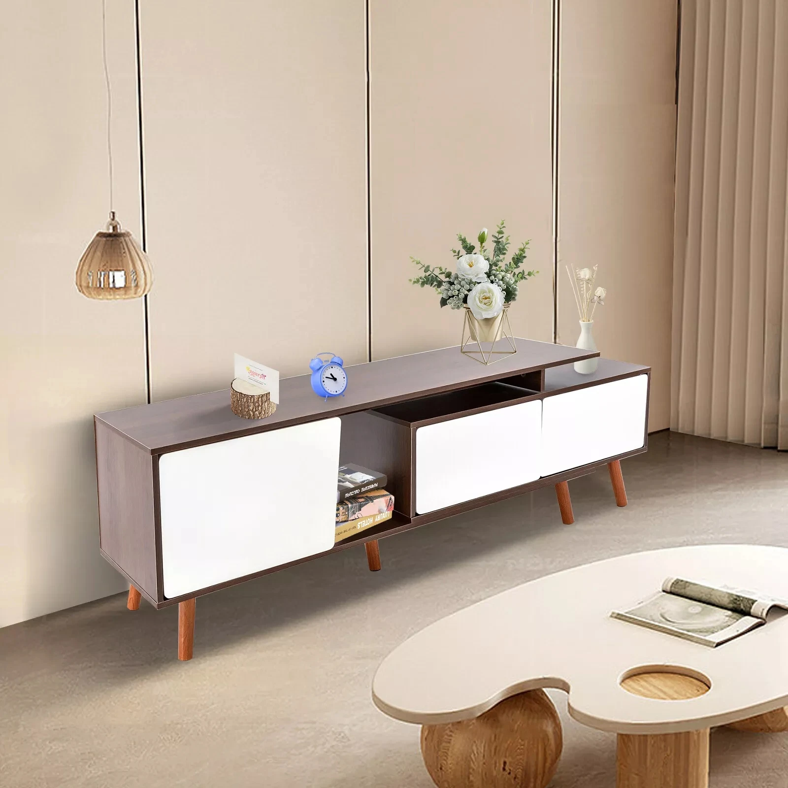 Modern TV Cabinet Stand Entertainment Unit Rack Expandable Storage Holder Shelf