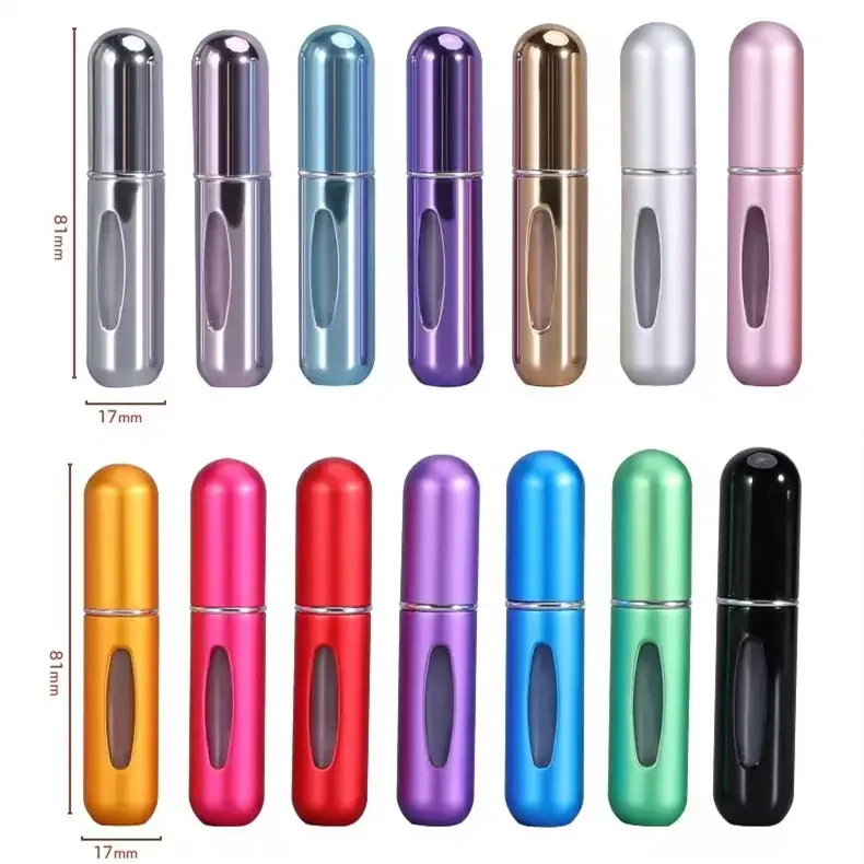 5ml high grade colorful bottom-filled round head Aluminum oxide shell perfume bottle, mini portable perfume dispenser