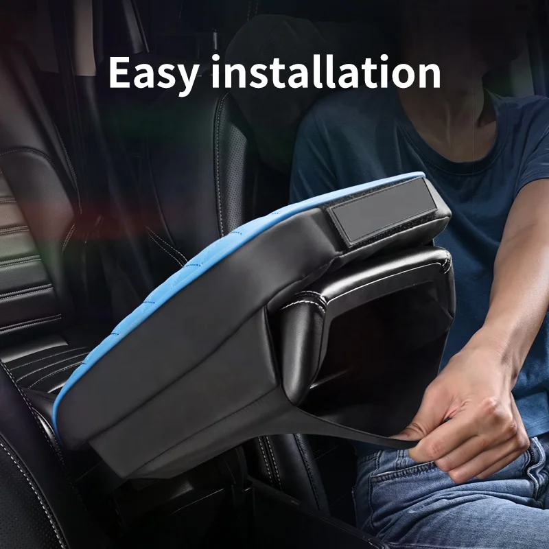 Anjuny OEM Leather Arm Rest Pad Auto Pad Vehicle Memory Foam Cover Universal Armrest Console Box