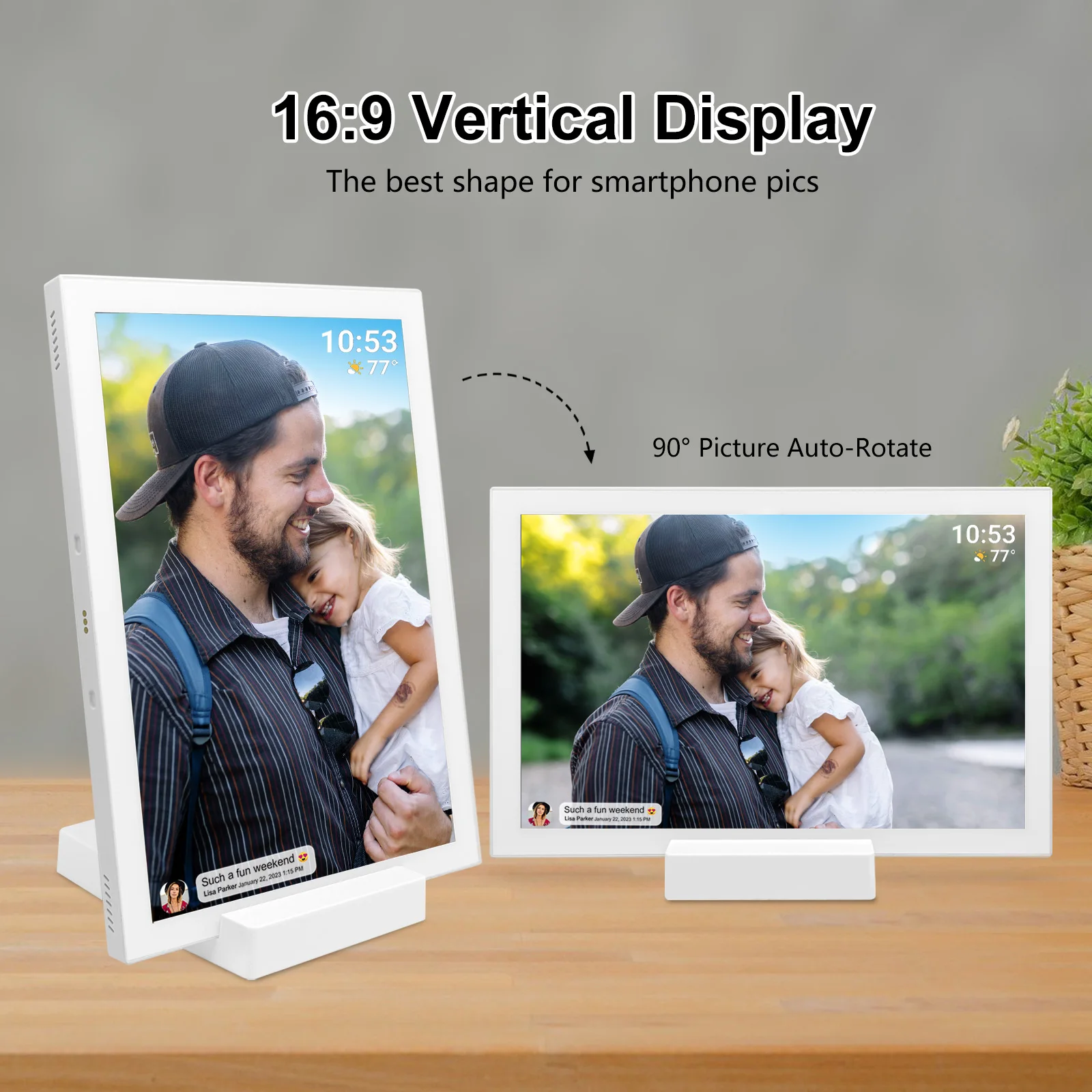 With delicate picture quality, intelligent connection, freeze heartbeat moment frameo with battery WiFi digital photo frame