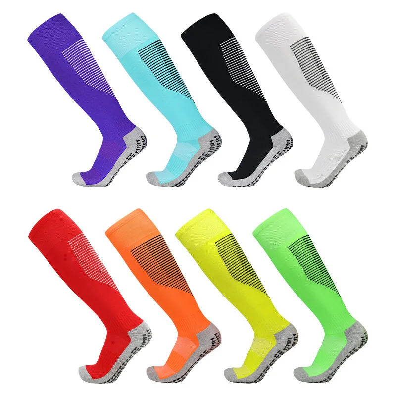 Uron Custom Logo Design Compression Football Socks Anti Slip Soccer Socks Athletic Sport Football Grip Socks