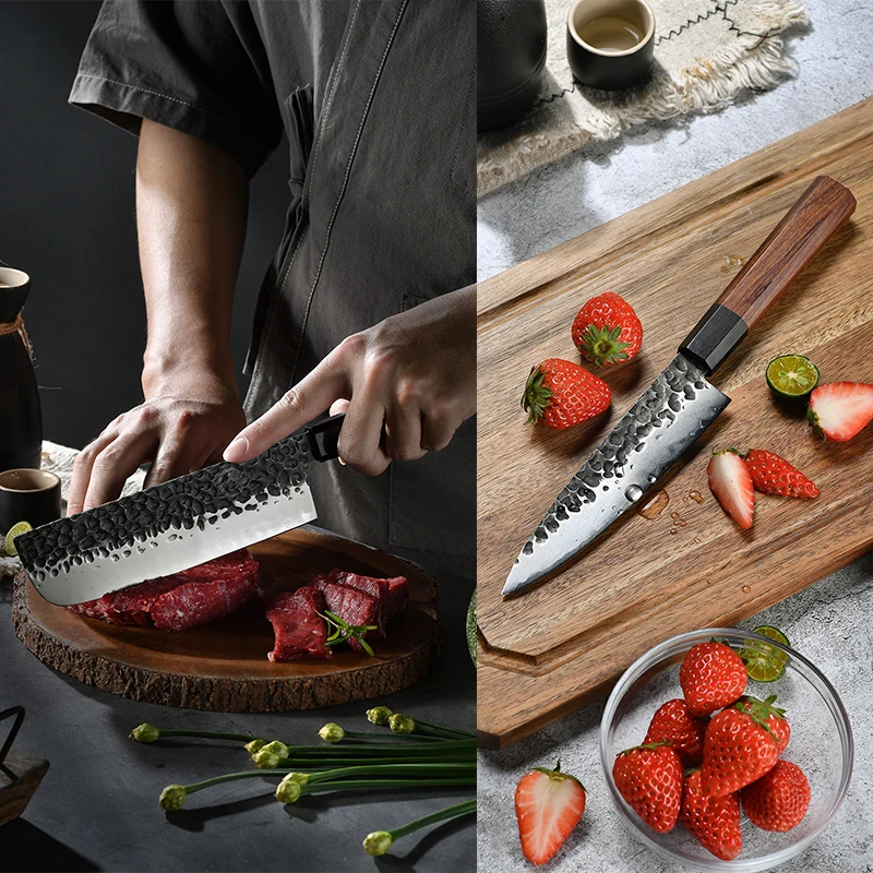  Grandsharp ручной работы кухонные ножи 3 слоя японский AUS-10 сталь шеф-повара нож Santoku Nakiri kiritsuke нарезки разделочный столовые