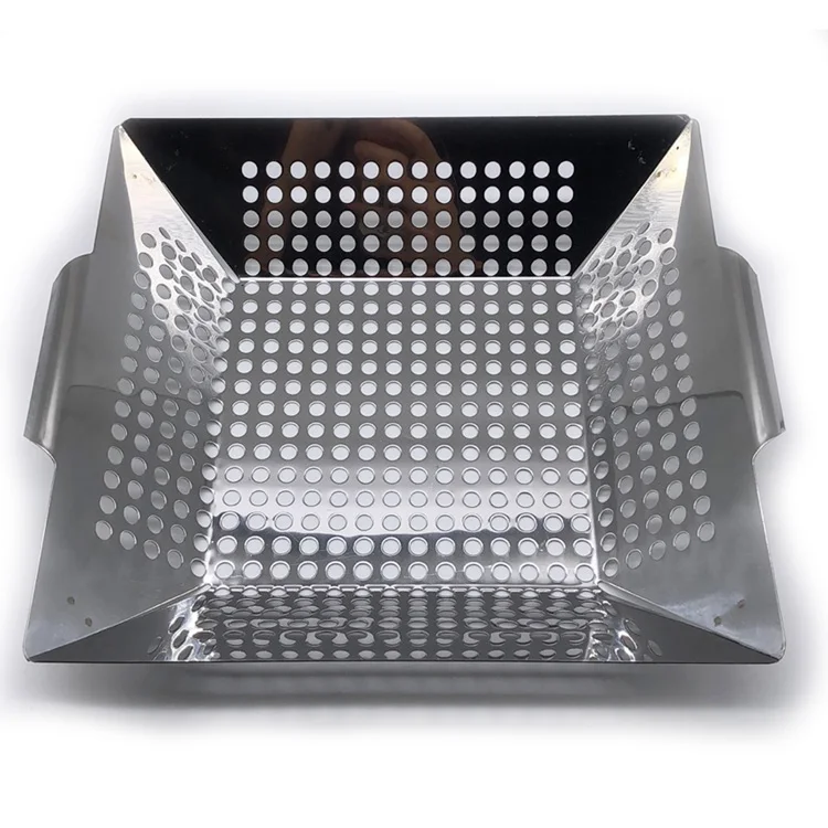 Square Charred Edge Barbecue Grill Cookware Grilling Basket for Outdoor BBQ