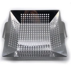 Square Charred Edge Barbecue Grill Cookware Grilling Basket for Outdoor BBQ