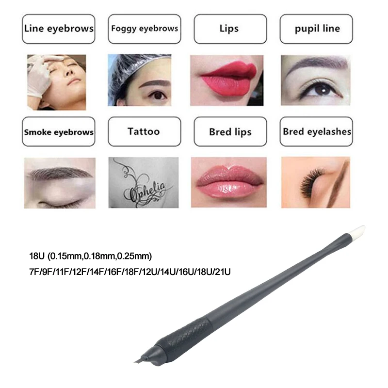 Sterilized professional quality blades safe NON slip design Disposable microblading pen with pigment sponge