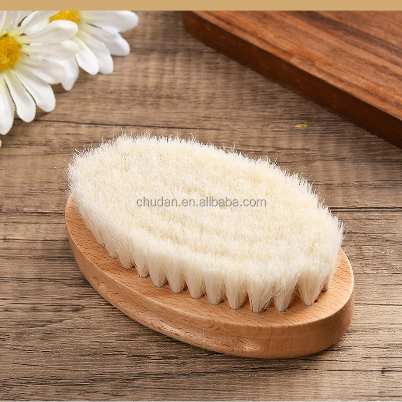 Natural soft Goat Bristles bamboo Baby Brush Natural Care for Newborns Toddlers and Women Kids Hair brush for baby