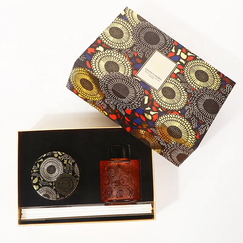 Hot selling embossed cup fragrance set DIY flameless fragrance rattan soybean candle set