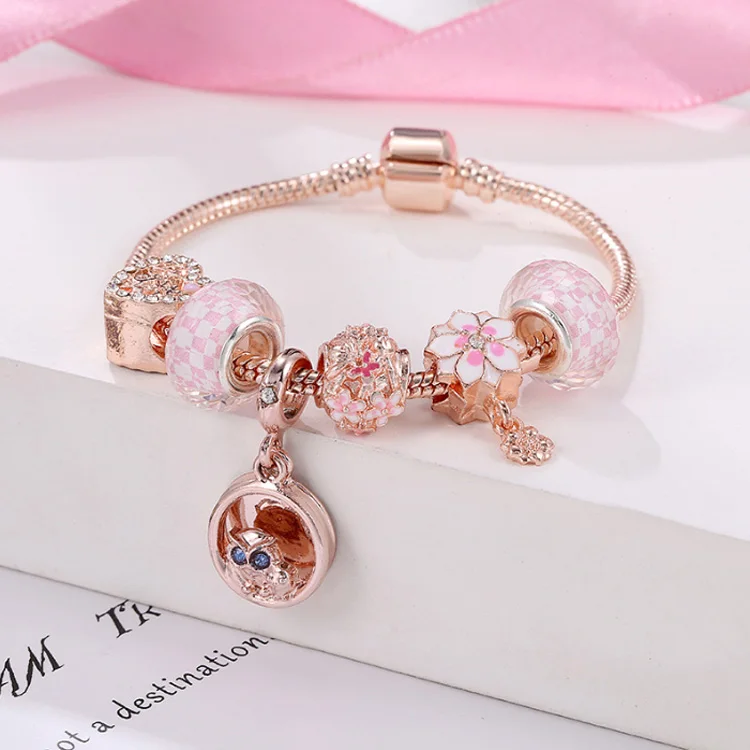 Fashion Bulk Jewelry Designer Charms for DIY Bracelets & Bangles Rose Gold Charm Bracelet Women Jewelry
