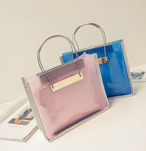 Hot selling transparent pvc clear plastic top handle bags with ziplock