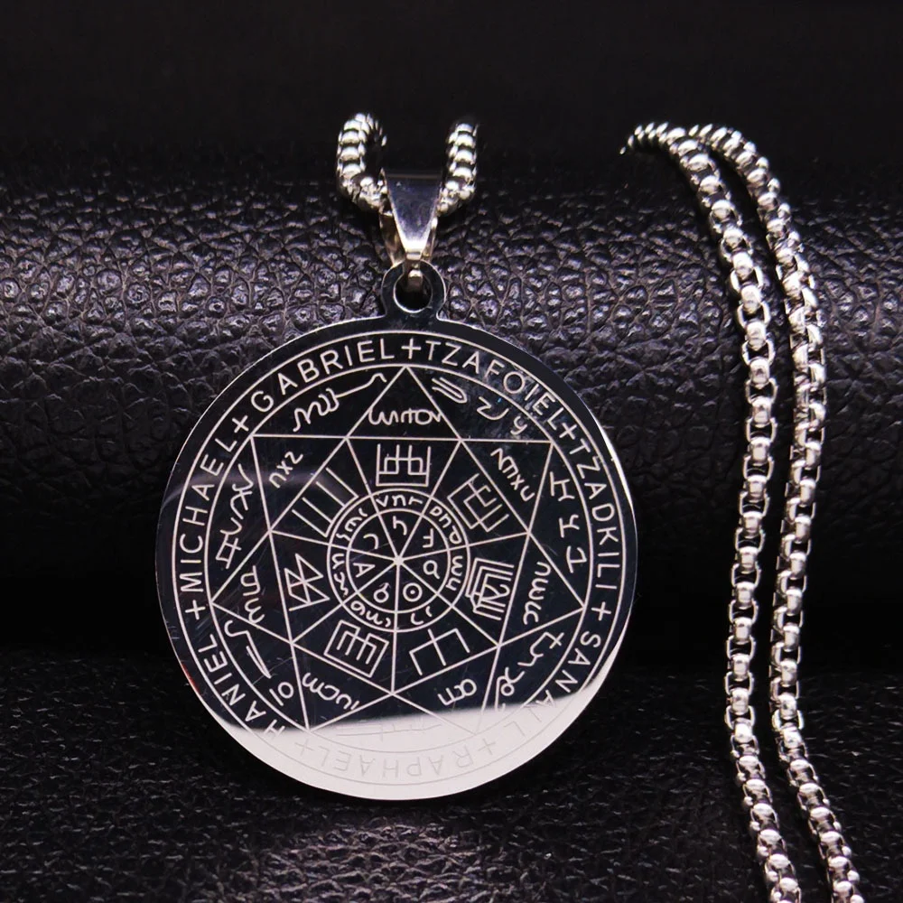 Wholesale Rune Necklace Seals of the Seven Archangels Stainless Steel Amulet Pendant Necklace for Gift