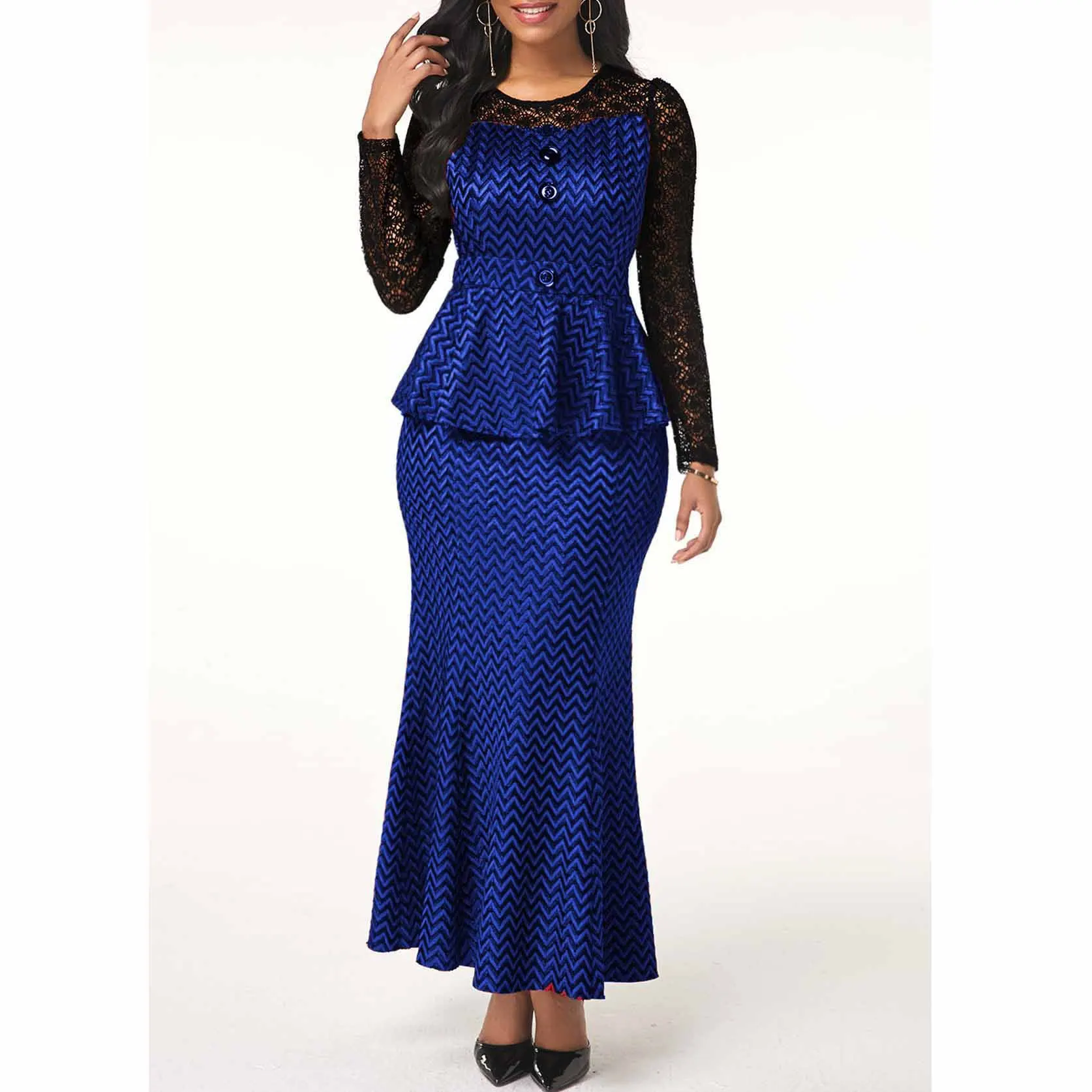 Stripe Printing High Waist Party Dress 2 Pieces Of Commuter Skirts In Stock