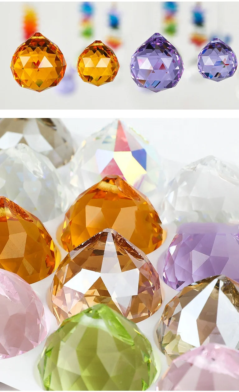 Wholesale Colorful Crystal Chandelier Hanging Ball Prism with Drilled Hole Suncatcher Rainbow Pendants, Hanging Crystals Prisms