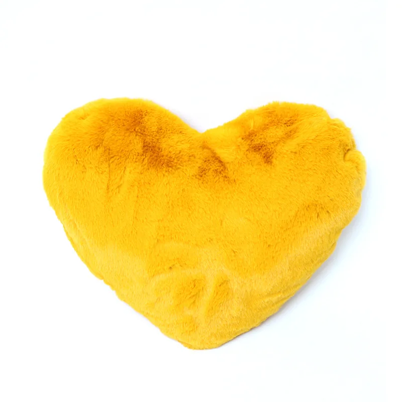wholesale Solid faux rabbit fur Cushion Decorative heart shape pillow