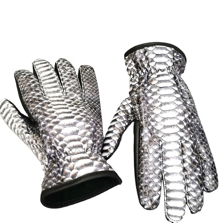 Новые модные осенне-зимние женские теплые кожаные перчатки индивидуальные из змеиной кожи для велоспорта на открытом