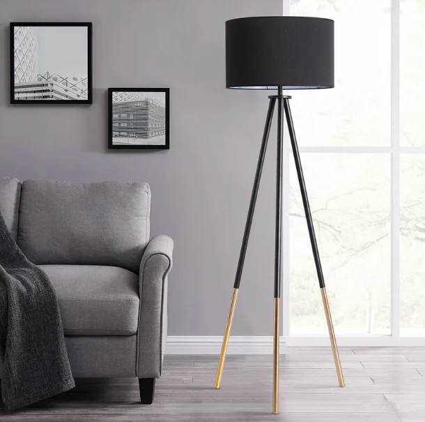 modern floor led lamp tripod fabric shade floor lamp for living room standing lamp