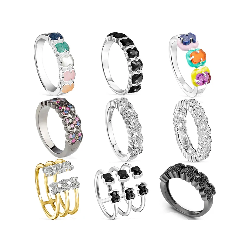 New sweet cute love ring luxury jewellery brand Wide Women bear ring 925Silver Spanish design anillo Fashion Jewelry touses Ring