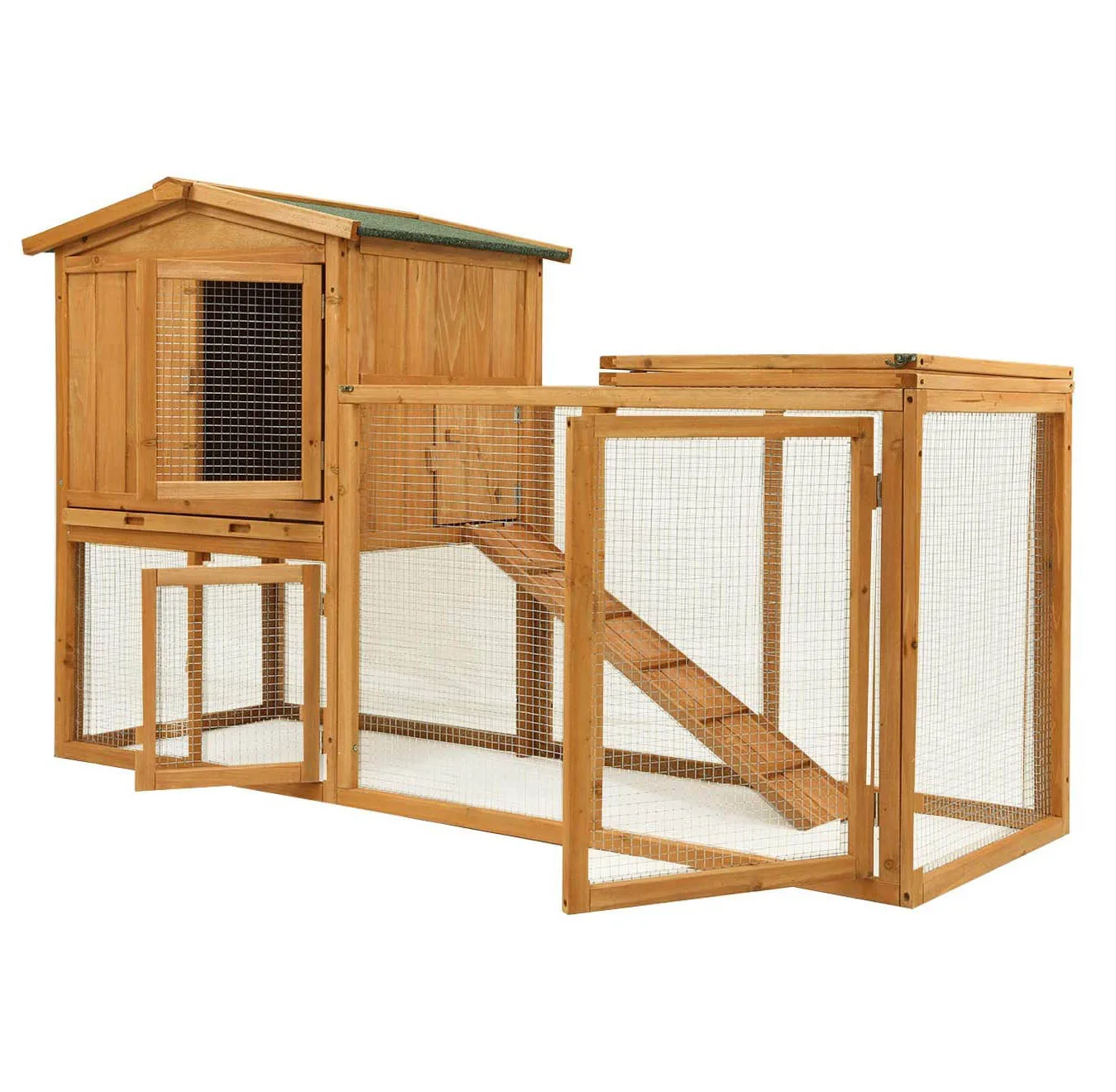 Removable Tray Ramp Garden Backyard Pet Hutch Chicken Coop Large Wooden Outdoor Bunny Rabbit Hutch Hen Cage