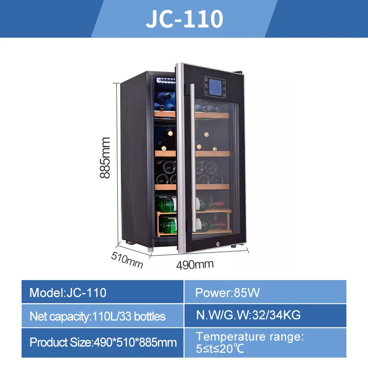 Red Wine Cooler Compact Refrigerator Fridge Wooden Shelf High Quality Home Use Chiller Mini Bar Wine Cabinet Refrigerator