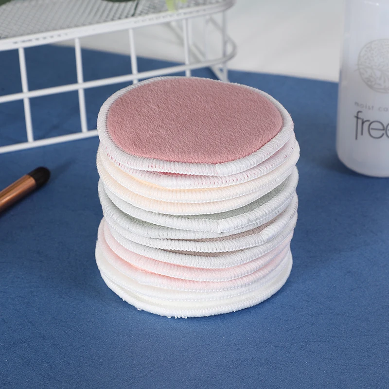 Hot sale Double Side Reusable  Makeup Remover Pads  Bamboo Cotton Microfiber Washing Face Cloth Facial Cleaning Pads