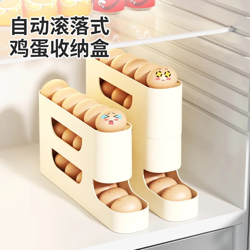 New Style Eggs Holder Egg Dispenser For Refrigerator Kitchen Automatic Rolling Egg Trays