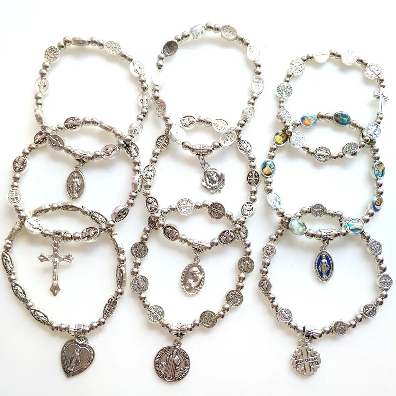 Komi Wholesale Religious Christian Bracelet Alloy Prayer Beaded Adjustable Bracelet