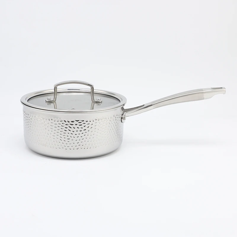 High Quality 6pcsTri-ply Stainless Steel Pots and Pans Hammered Cookware Set