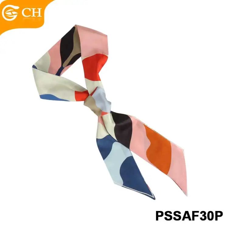 Ready to Ship Factory Women Slim Scarves Cheap Elegant Flower Printed Bevel Scarf Wholesale Stylish Handbag Head Satin Scarf