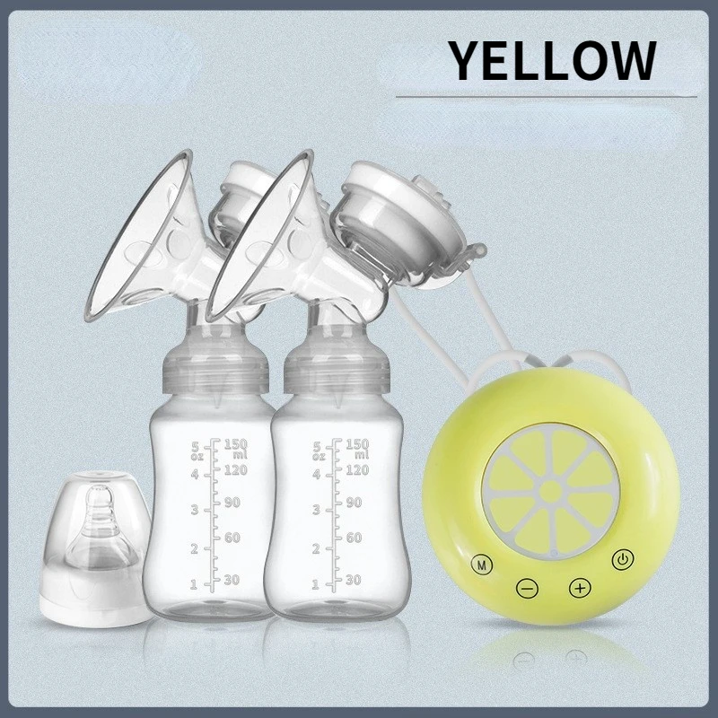 Food Grade BPA Free Baby Feeder Double Suction Breast Massager Hands Free Breast Pump with Feeding Bottle