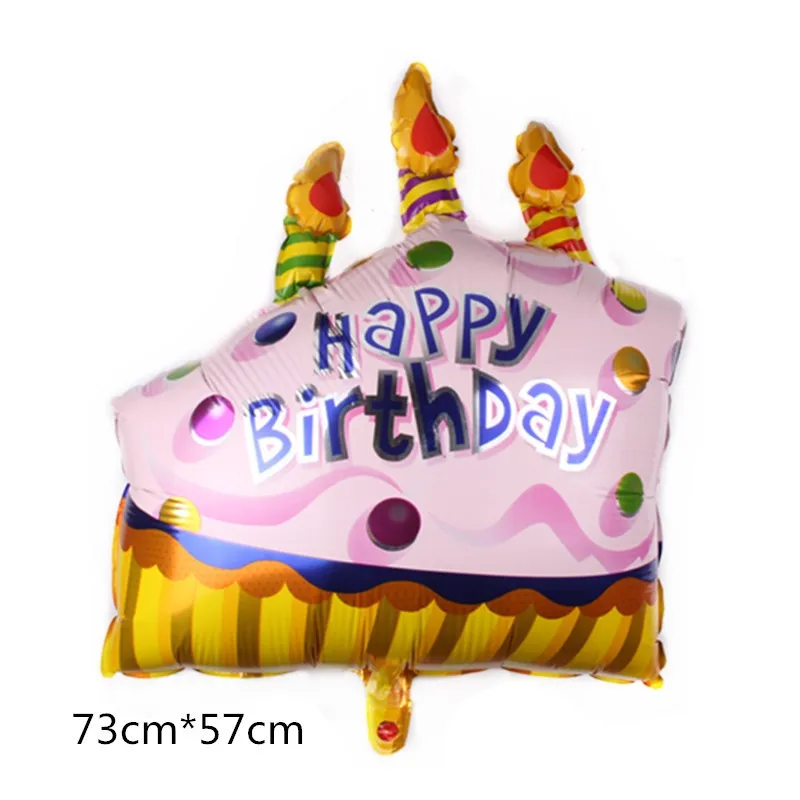 Happy Birthday Printed Cake Shape Globos Aluminum Foil Balloons Birthday Party Decoration Supplies