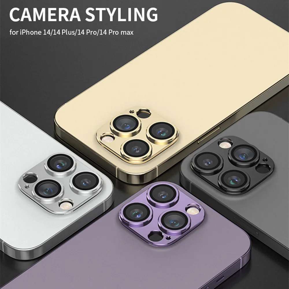 For IPhone 14 13 Camera Metal Lens Protective Ring for IPhone 12 13 14 Pro Max Mini Plus Lens Back Glass Cover for IPhone 14Pro