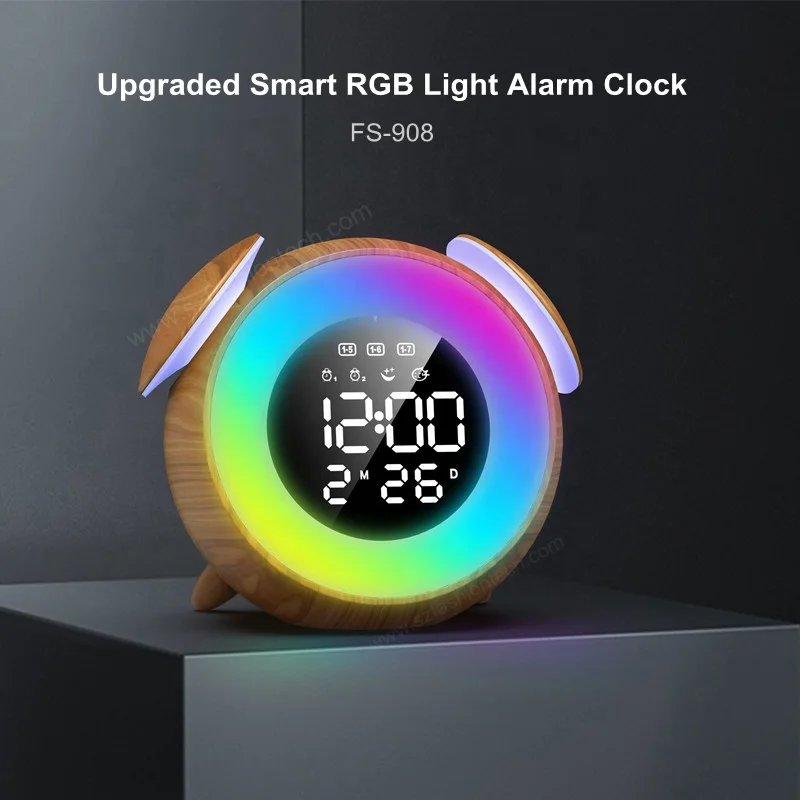 Rechargeable Wake Up Table Light Children Baby Bedroom Wakeup Sunrise Smart LED night light digital Alarm Clocks For Kids