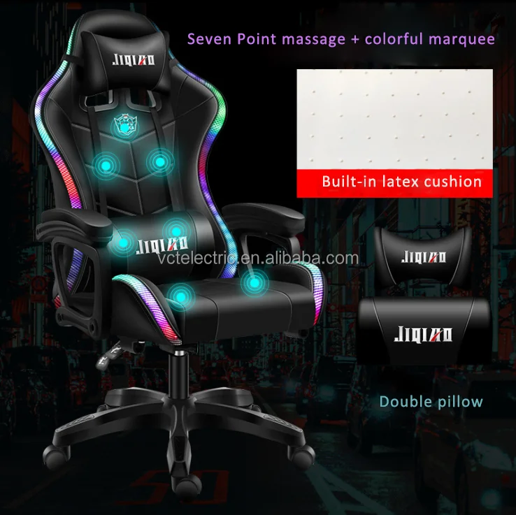 Home Office Computer Desk Z Shaped Large Gaming Chair and Table Set Gaming Table Rgb Massage Music Play Function PC Gamer