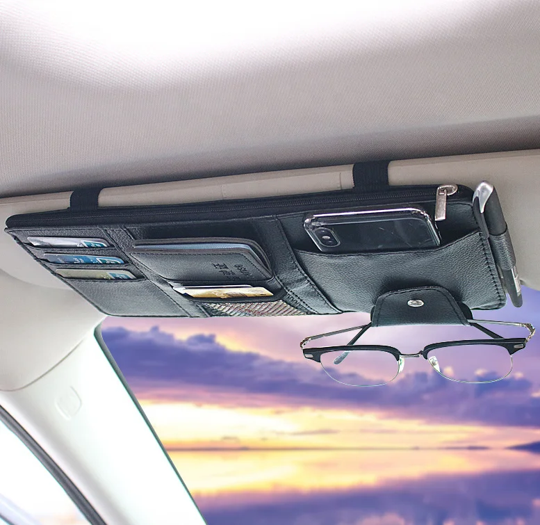 Universal Car Sun Visor Bag Car Organizer Storage for Bill Pen Sunglasses Holder Card Clip Stowing Tidying Car Accessories