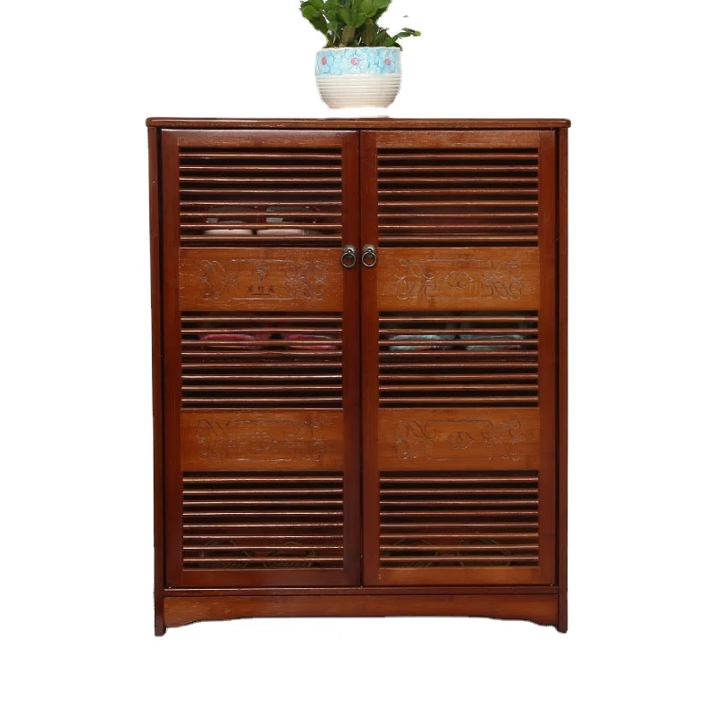 New Product Hot Selling Bamboo Double Door Furniture Home Shoe Rack Storage Cabinet