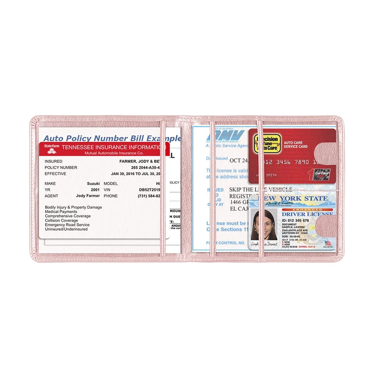 Hot Sale Pu Leather Vehicle Glovebox Organizer Travel Wallet Document Holder Car Registration And Insurance Card Holder