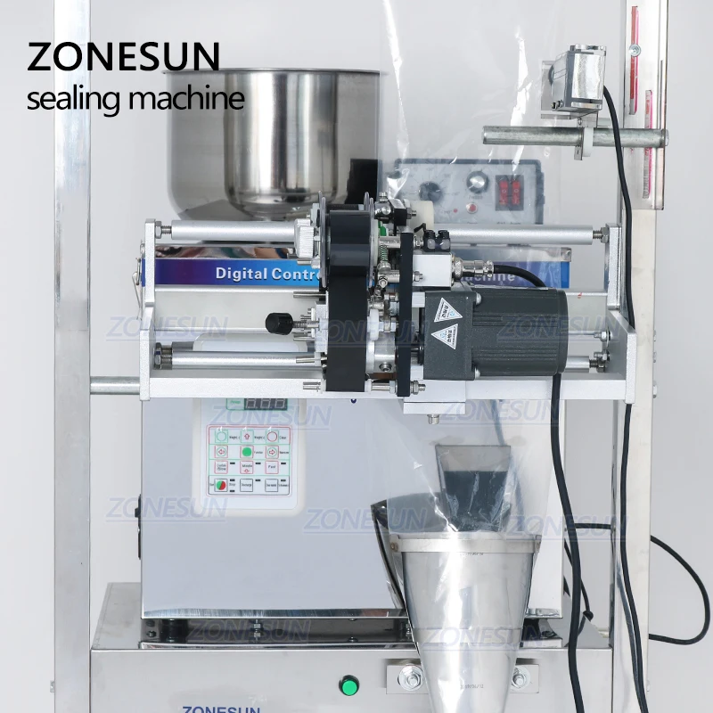 ZONESUN Food Coffee Bean Grain Automatic Weighing Packaging Machine Powder Filling Machine Bag Back Side Seal With Date Printer