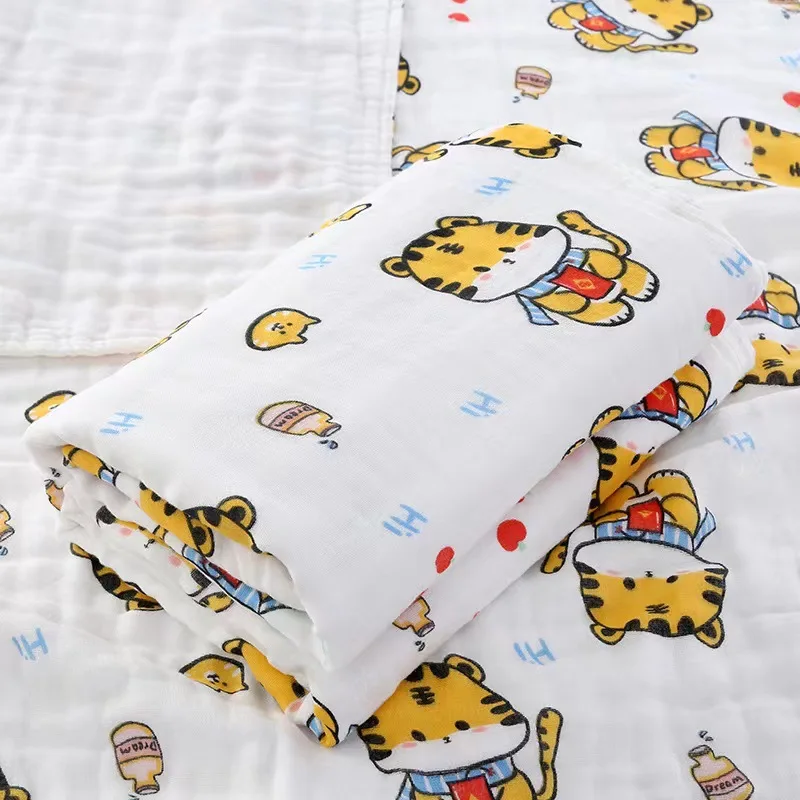 Low Price Comfortable Print Gauze Cotton Bamboo Fiber Soft Baby Muslin Swaddle Blanket 6 Layers